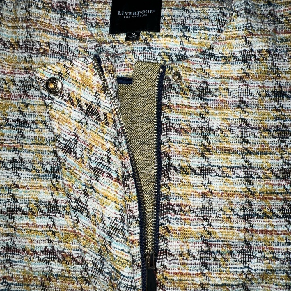 Liverpool los Angeles Collarless Zip Up Jacket Mustard Multi Plaid - Picture 14 of 15
